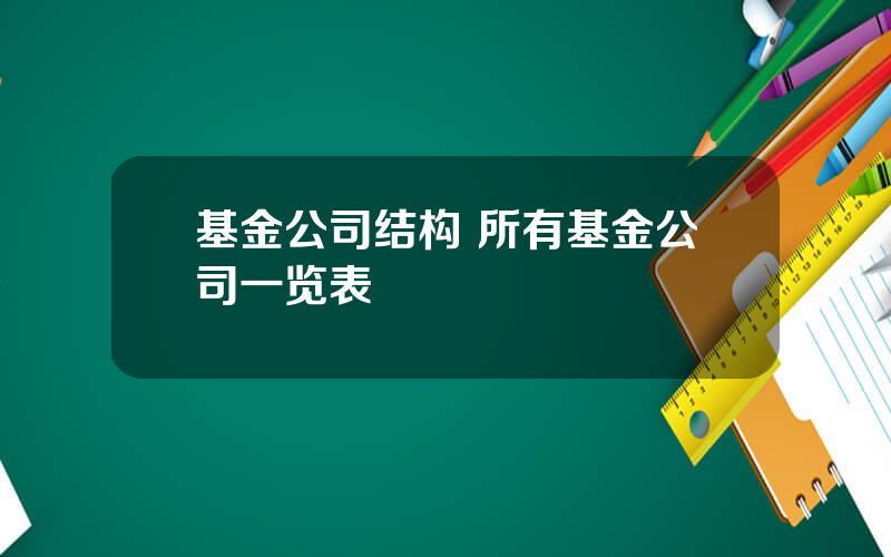 基金公司结构 所有基金公司一览表